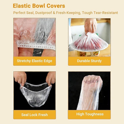100Pcs Extra Large Plastic Bowl Covers Fits 6-13 Inch Bowls, Elastic Reusable