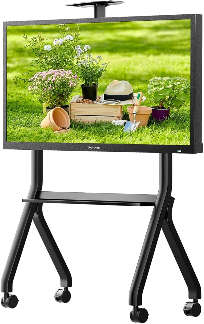 Sylvox Rolling TV Stand for 43-55 Inch Outdoor TVs, Mobile TV Cart Floor TV