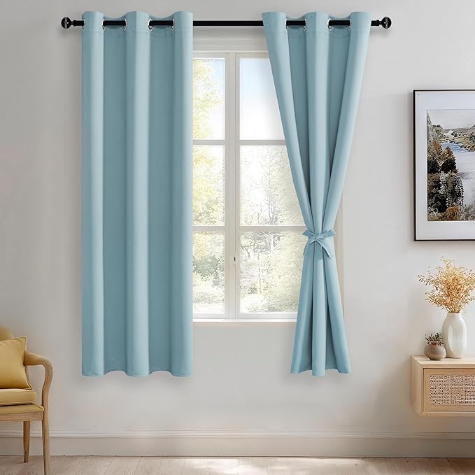 JIUZHEN Light Blue Blackout Curtains