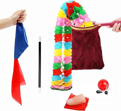 6Pcs Magic Trick Set for Stage Performances | Easy Magic Kit with Change Bag, Vanishing Silk & More | Great for Beginners
