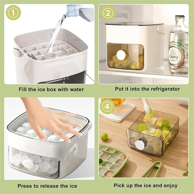 Ice Cube Tray with Lid & Bin Ice Maker