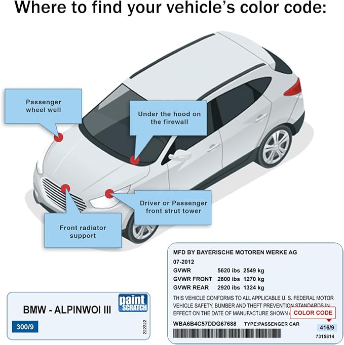 Touch Up Paint for BMW Mineral White (A96)-Exact Match–Chips and Nicks TouchUp Paint Pen Scratch Repair Car Accessories Car Paint Pen for Erase Car Scratches