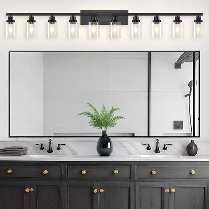 DIKAIDA 10 Light Bathroom Vanity Lights Over Mirror, 65.4inch Black Vanity