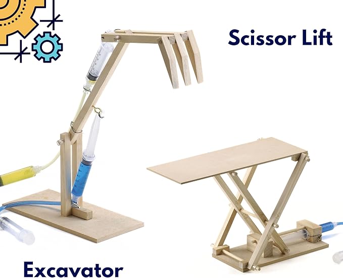 PATHFINDERS STEM Kit- Hydraulics 4-in-1– Build 4 Hydraulic Machines | Engineering Model Kit for Kids 8+ | Educational Science Toy | Learn Physics & Mechanics | Wooden DIY Project