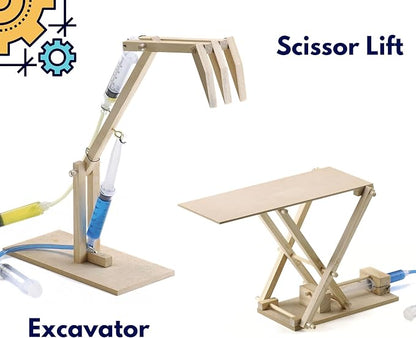 PATHFINDERS STEM Kit- Hydraulics 4-in-1– Build 4 Hydraulic Machines | Engineering Model Kit for Kids 8+ | Educational Science Toy | Learn Physics & Mechanics | Wooden DIY Project