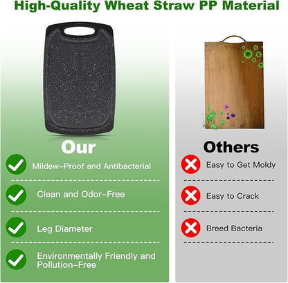 Cutting Boards Set, 15.7"×9.4" & 12.5"×7.7" Plastic Chopping Board Set