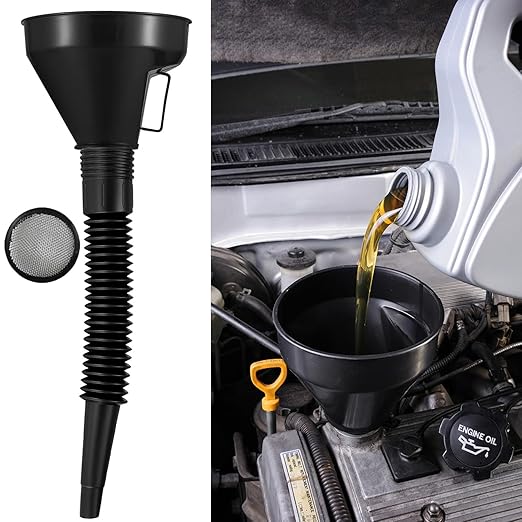 3 Pack Automotive Oil Funnel Set, Wide Mouth Fuel Funnels