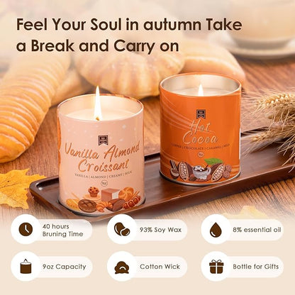 36oz Scented Fall Candles Set, 4Pack Aromatherapy Soy Wax Candles House Warming Halloween Birthday Gifts, Birthday Halloween Chirstmas Candles for Women Men 9oz Apple/Wreath/Cinnamon/Pumpkin Candle