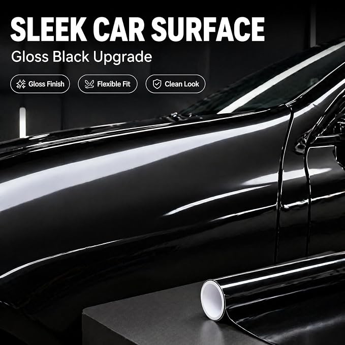 7.5Mil Gloss Black Automotive Wrap,60inX60FT Self-Healing Paint Protection Film, Anti-Yellowing Scratch Resistant Car Body Shield for Sedan, SUV, Truck