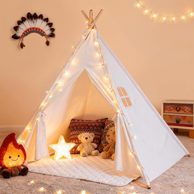 Kids Teepee Tent for Kids, Kid Play Tents for Girls & Boys, Gifts Playhouse for Indoor Outdoor Games, Toddler Toys House for Baby (Tee Pee for Child)