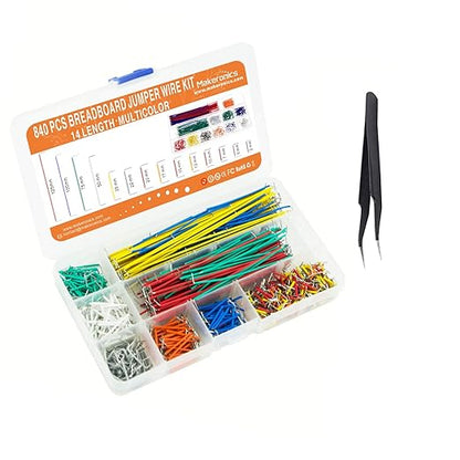 Makeronics 840 Pieces Jumper Wire Kit with 14 Lengths for Breadboard Prototyping Solder Circuits | Electronics Experiment | Arduino or Raspberry Pi or Jetson Nano | Storage Box