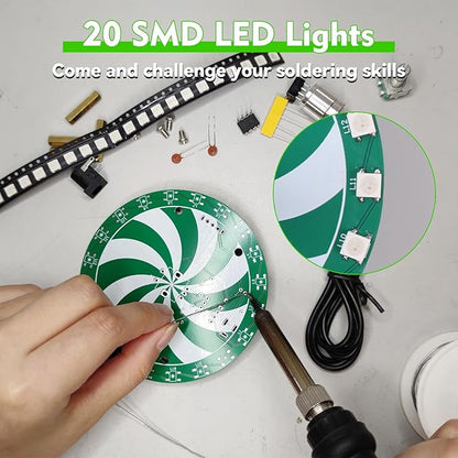 Soldering Learning Kit, ICSTATION WS2812B RGB LED Light Soldering Practice Kit With Knob Control 7 Adjustable Light Modes Soldering Project for Back to School Students STEM Education