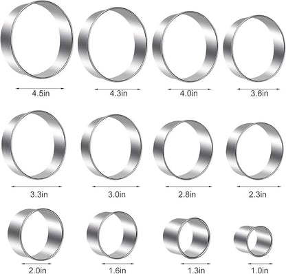 Round Cookie Cutters Set 12 Pieces Bistcuit Cookie Cutters Circle Pastry