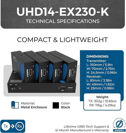 OREI 4K 1x4 HDMI Extender Splitter