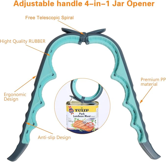 Jar Opener, 5 in 1 Multi Function Can Opener Bottle Opener Kit