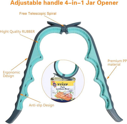 Jar Opener, 5 in 1 Multi Function Can Opener Bottle Opener Kit