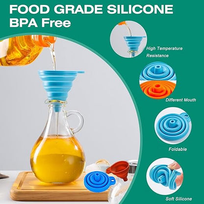 Kitchen Funnel Set of 3, Medium and Large, Kitchen Gadgets Accessories Foldable