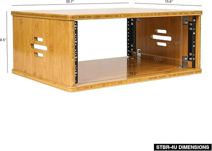 Sound Town DIY 4U Solid Bamboo Studio Rack w/ 14.2" Depth, Ventilation