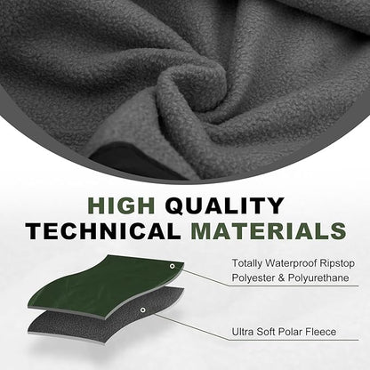 Fleece Waterproof Outdoor Blanket - Windproof Stadium Blanket for Camping, Picnics, and Sports Stay Dry and Comfortable 80"x 58"(Green)