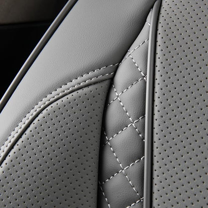 Coverado Car Seat Cover Full Set, Gray Seat Covers Front Seats Back Seat Covers, Nappa Leather Waterproof, Car Seat Cushion, Car Seat Protector Universal Fit Most Cars
