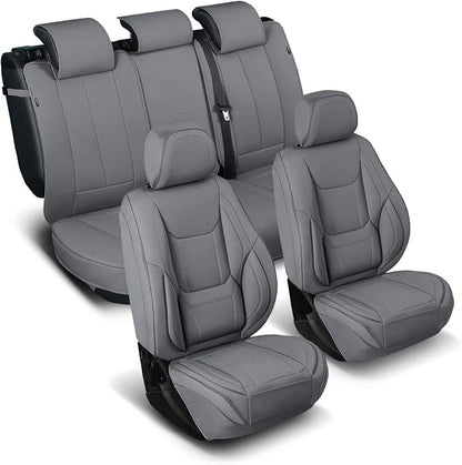 Coverland Custom Truck Car Seat Covers Full Set for [2019-2023 Ford Ranger SuperCrew Cab] - Protector Car Seat Cover Water Resistant Leather Memory Form Back Support Seat Cushion [Full Set-Dark Gray]