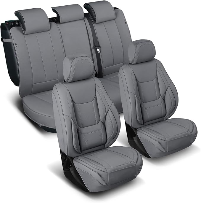 Coverland Custom Truck Car Seat Covers Full Set for [2016-2025 Titan Crew Cab] - Protector Car Seat Cover Water Resistant Leather Memory Form Back Support Seat Cushion [Full Set-Dark Gray]