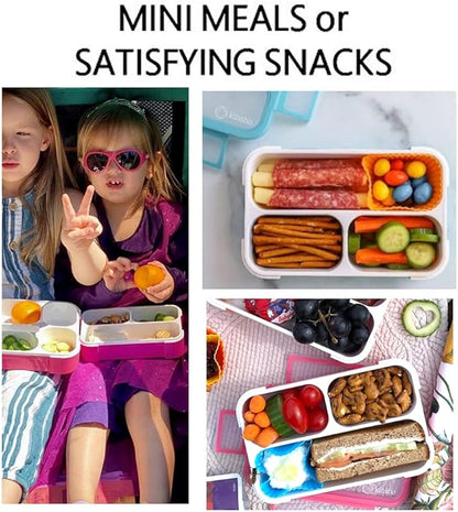 Snack Container - Small Bento Lunch Box for Kids Girls Boys Toddlers | MINI Leak-proof Boxes, Baby Bentobox for Daycare, Portion Containers, BPA-Free Pink and Blue Set of 2