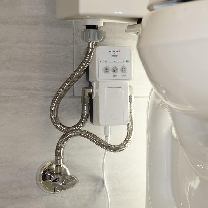 aquaHALT Smart Home Water Toilet Leak Detector Alarm and Automatic Shut Off