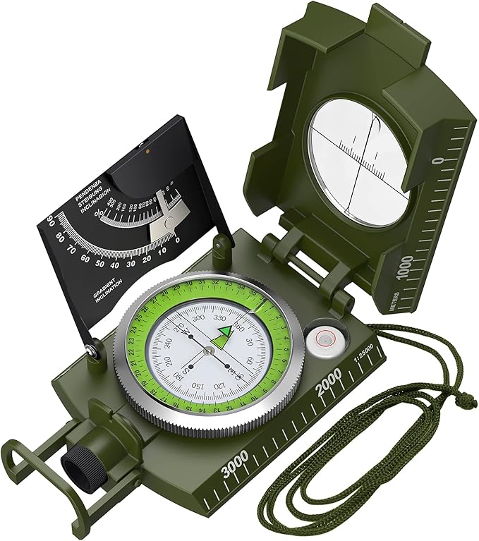 Proster IP65 Compass Hiking Survival - Lensatic Sighting Compass for Camping Navigation, Compass with Clinometer & Carry Bag for Camping Hunting Hiking Geology Activities