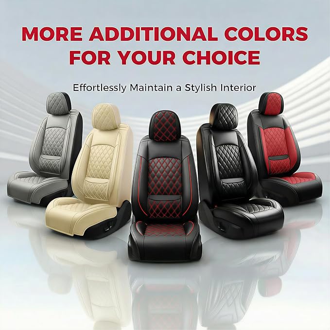 Car Seat Covers Compatible with Hyundai Santa Cruz 2022-2026- Waterproof & Breathable Luxury Leather All-Weather Seat Cushions Protectors, Airbag Compatible, Only 2 Front seat Covers (Gray)