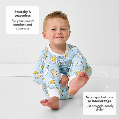 Little Sleepies Two-Piece Pajama Set for Boys & Girls, Soft Viscose from Bamboo Toddler Pajamas for Kids, Family Matching PJs