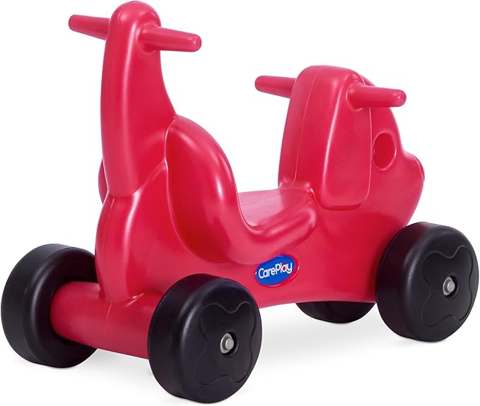 Careplay 2-in-1 Puppy Push & Ride-on Toy, Indoor & Outdoor Use, Low Profile Seat, Recommended for Children up to 50lbs, Durable Construction, Made in The USA (Red)