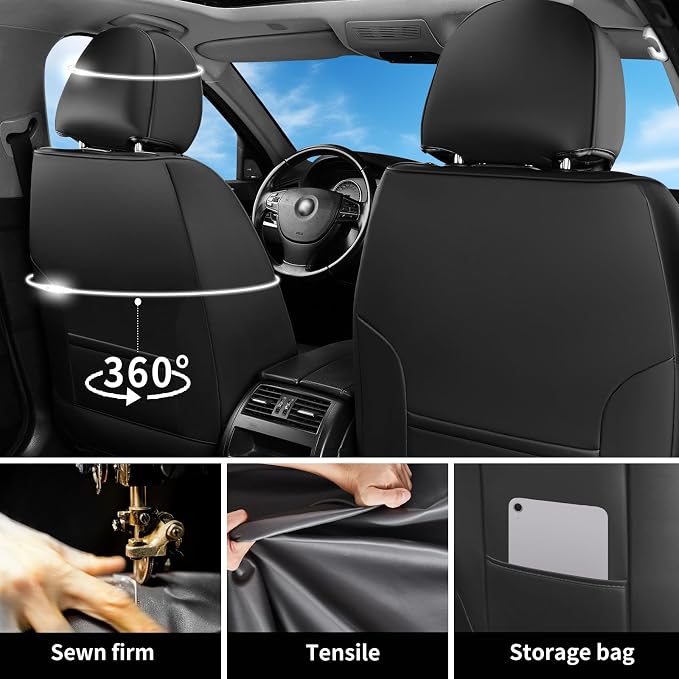 Car Seat Covers Compatible with Hyundai Santa Cruz 2022-2026 - Full Set 5 Seats Luxury Leather All-Weather Seat Cushions & Protectors, Waterproof & Breathable, Airbag Compatible (Redline)