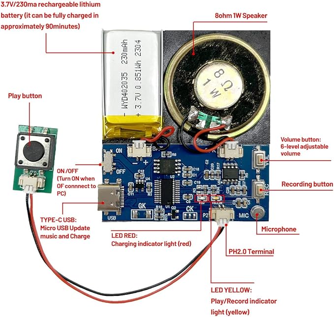XLW Module, 16MB Push Button Activated Sound Module