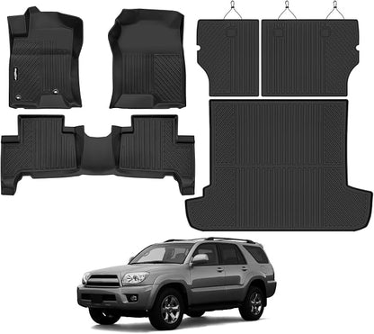 Floor Mats for 2003-2009 Toyota 4Runner, Trunk Mat and Backrest Mat All Weather TPE Protector for Toyota 4Runner Accessories