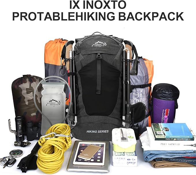 Hiking Backpack, Waterproof Hiking Daypack with 3L Water Bladder and Rain Cover, Lightweight Travel Camping Backpack for Men Women (Black)
