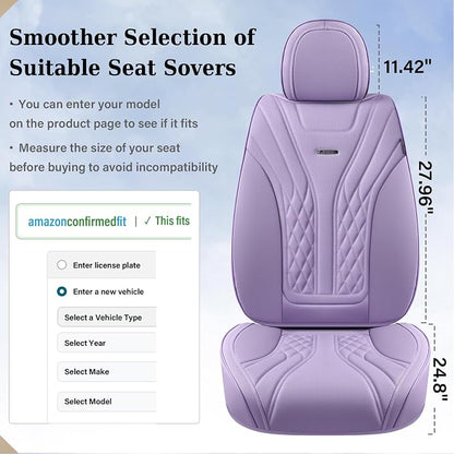 Coverado Car Seat Covers Full Set, Automotive Front and Rear Seat Covers with Backrest, Nappa Leather Car Seat Protectors Waterproof, Universal for Most Vehicles