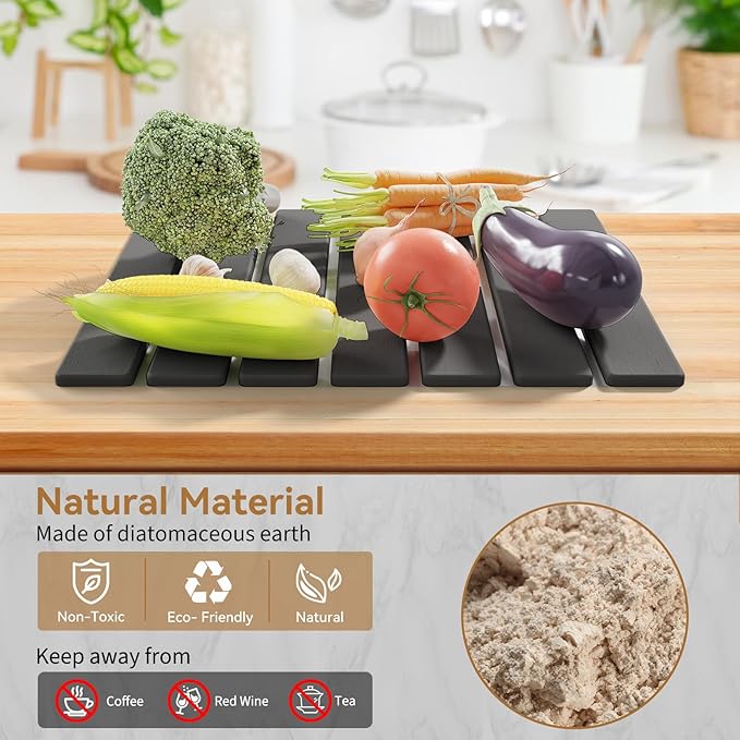 Stone Dish Drying Mat for Kitchen Counter, 15.5''x11.8'' Foldable Quick Dry