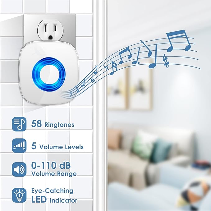 Wireless Door Bell, PHYSEN Waterproof Doorbell Chimes
