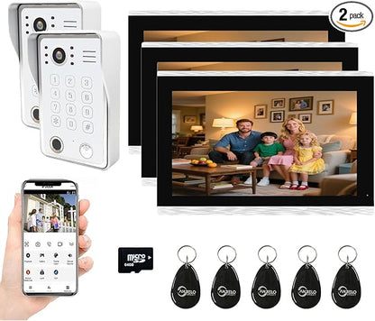 Wired Video Door Phone Kit Apartment Intercom System, 10 Inch Touch Screen