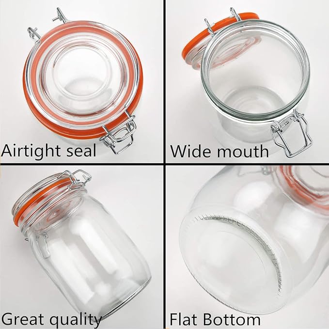 Glass Jars 32oz, Airtight Glass Food Storage Jar
