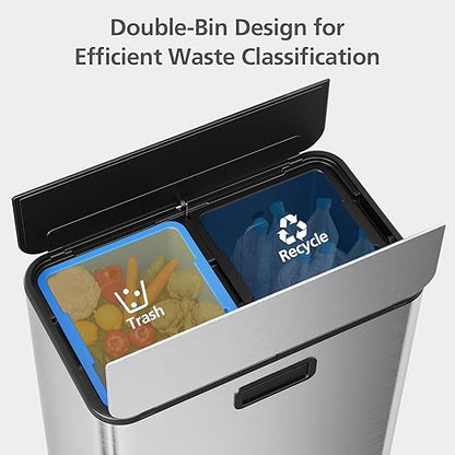 Garvee Kitchen Dual Trash Can, 15 gal Large Recycling Bin Garbage Can