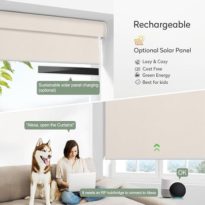 Zshine Motorized Blackout Window Blinds Customize Width Remote Control Wireless