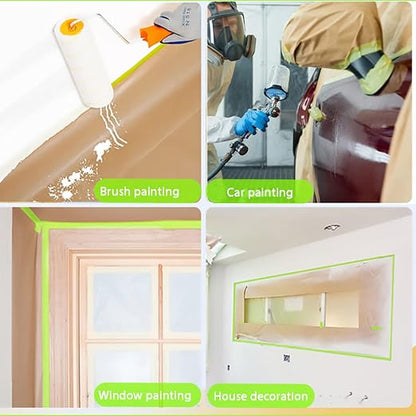 Paint Masking Paper, 6 Pack Tape and Drape Painters Paper, Assorted Size Masking Paper for Painting Car and Auto Body,Floor Protection, Wall Covering(Each Roll 50 Feet)