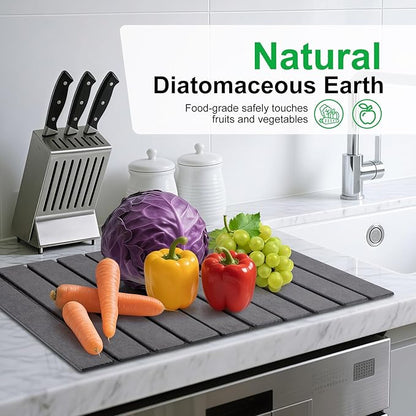 cuomaop Stone Drying Mat for Kitchen Counter Large, Foldable Quick Dry