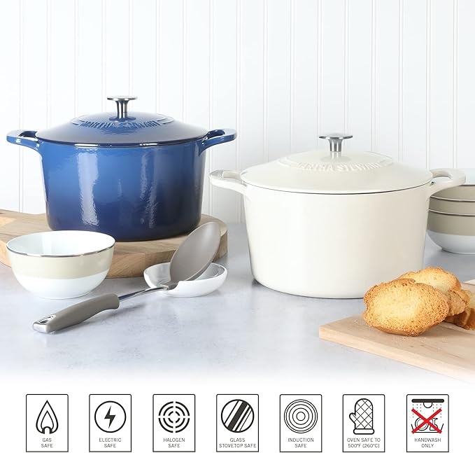 MARTHA STEWART Gatwick 7-Quart Enamel Cast Iron Dutch Oven – Linen Color