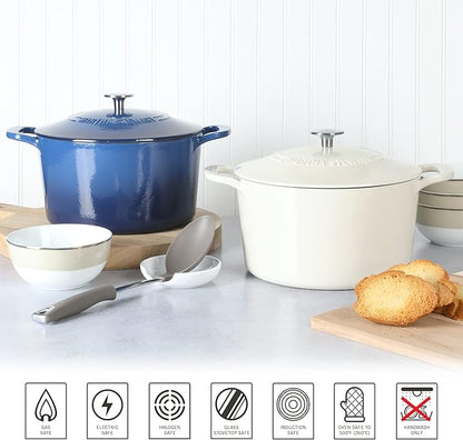 MARTHA STEWART Gatwick 7-Quart Enamel Cast Iron Dutch Oven – Linen Color
