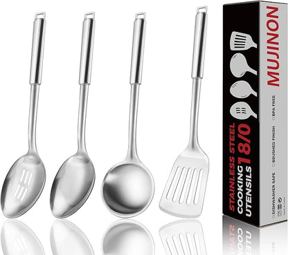 18/0 Stainless Steel Kitchen Cooking Utensil Set, Ergonomic Handle, Dishwasher