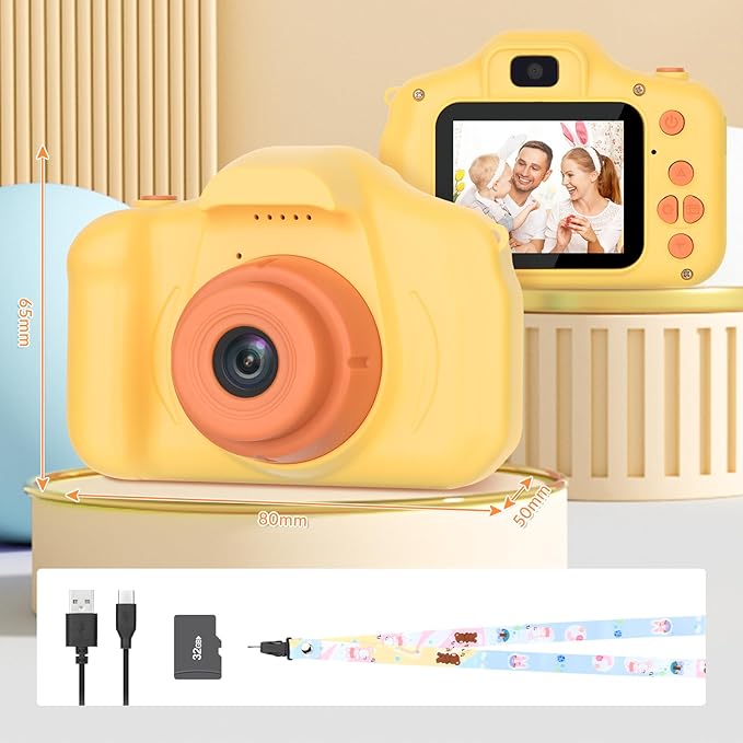 Mafiti Kids Camera,26MP HD Mini Selfie Digital Camera for Kids,Toddler Camera1080P Video,Outdoor Toy for Holiday,Birthday Xmas Gift for 3-8 Years Old Girl Boy (Orange)