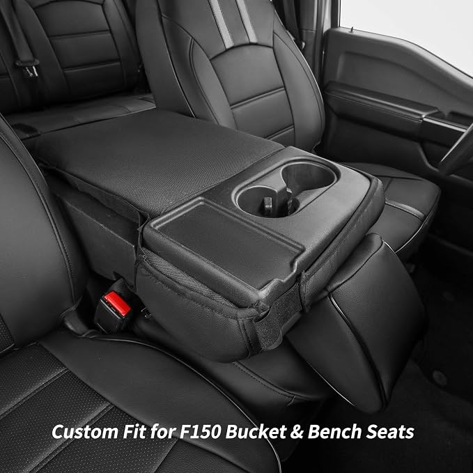 coverdream F150 Seat Covers for 2015-2020 Ford F150 SuperCrew XL,XLT & 2017-2022 F250/F350/F450 Crew Cab XL,XLT,Fully Covered,Waterproof Leather Truck Seat Protector(Full Set,Black&Grey)